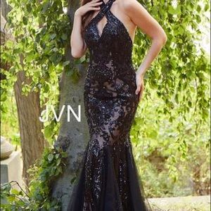 2018 collection black sequin Jovani evening gown
